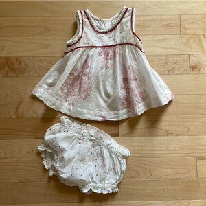 Lali Kids floral linen spring dress set with matching bloomers. Size 12 m